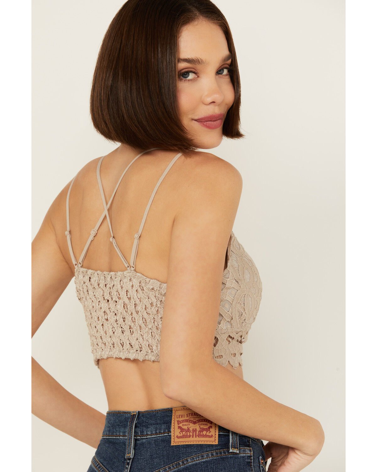 Image #2 - Wishlist Women's Strappy Lace Applique Scallop Lace Bralette, Beige, hi-res