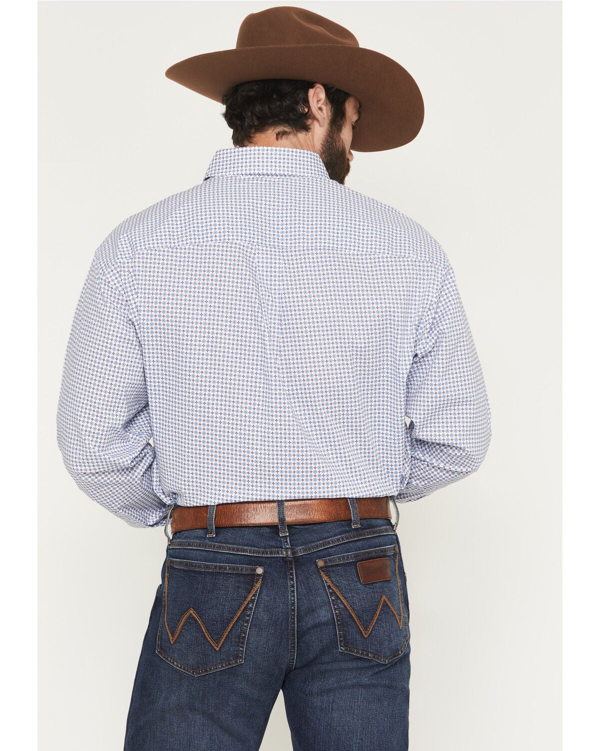 Image #4 - George Strait by Wrangler Men's Geo Print Long Sleeve Button-Down Stretch Western Shirt - Big, Blue, hi-res