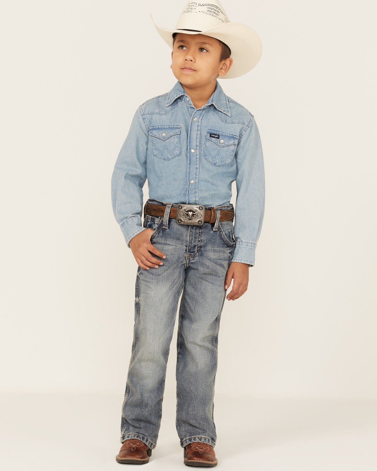 Image #1 - Wrangler Little Boys' Greeley Relaxed Bootcut Jeans, , hi-res