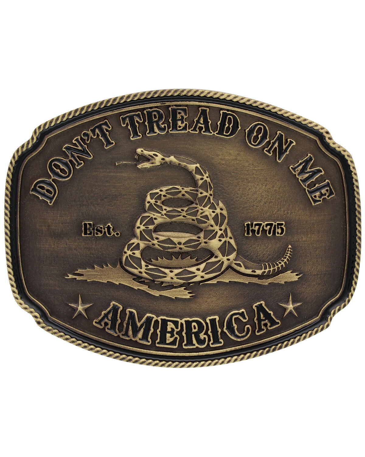 Montana Silversmiths Men's American Gadsden Don't Tread On Me Heritage Attitude Belt Buckle, Gold, hi-res