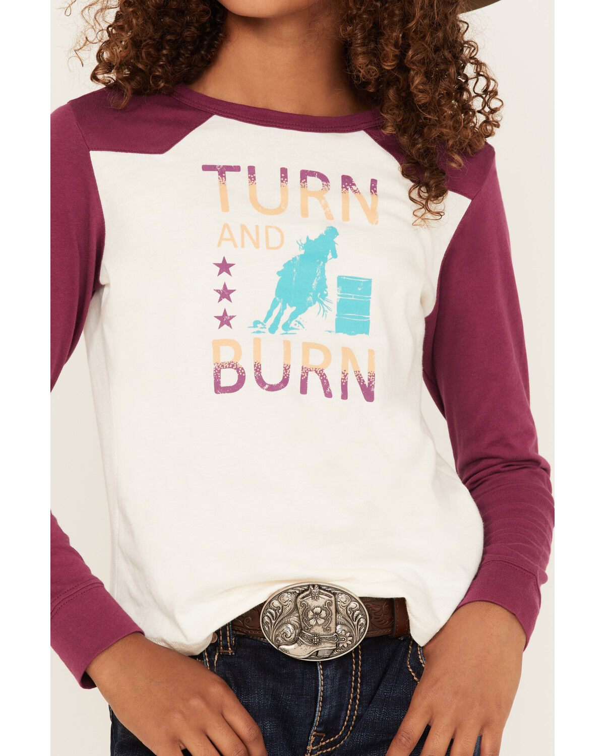 Image #3 - Shyanne Girls' Turn & Burn Raglan Long Sleeve Tee, Ivory, hi-res
