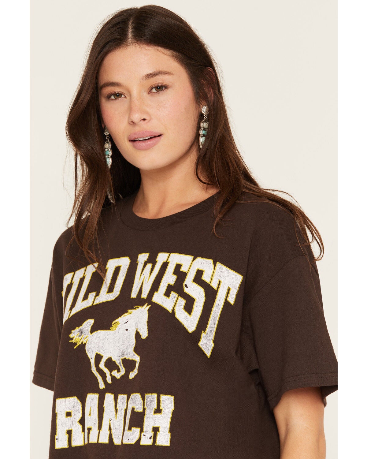 Image #2 - Day Dreamer Women's Wild West Ranch Short Sleeve Graphic Tee, Brown, hi-res