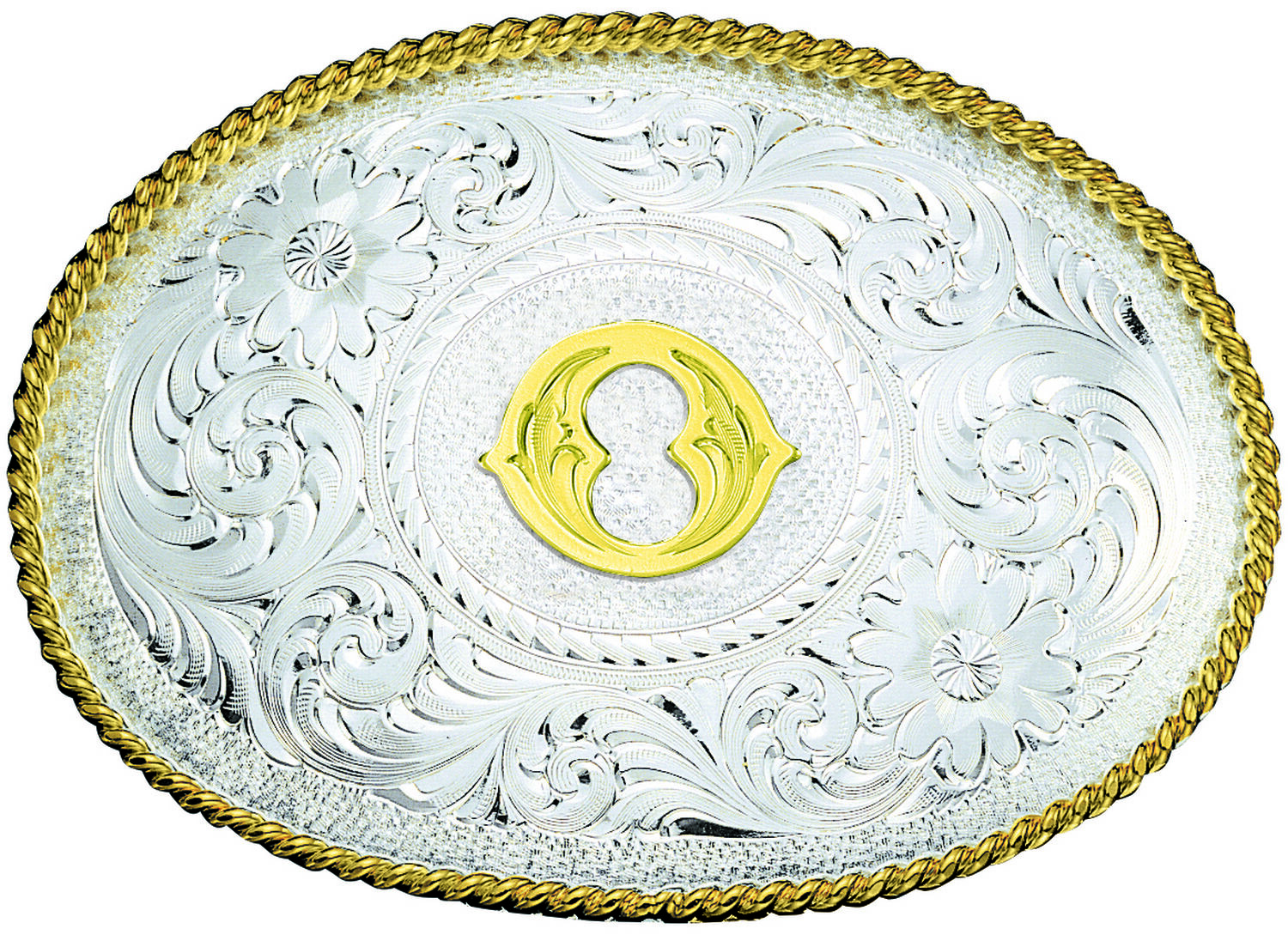 Image #1 - Montana Silversmiths Engraved Initial O Western Belt Buckle, Multi, hi-res
