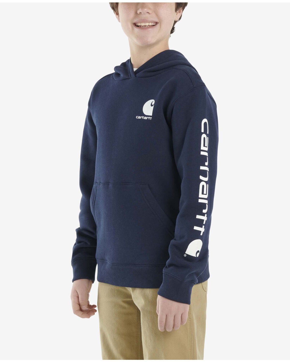 Image #2 - Carhartt Little Boys' Logo Hooded Sweatshirt, Navy, hi-res