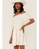 Image #2 - Shyanne Women's Eyelet Off Shoulder Side Button Mini Dress , White, hi-res