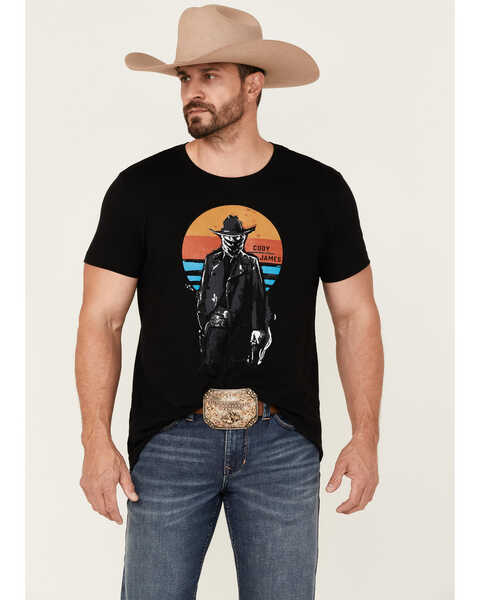 Cody James Men's Sunset Bandit Skull Black Graphic Short Sleeve T-Shirt , Black, hi-res