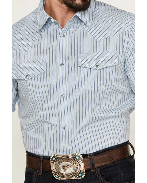 Image #4 - Gibson Men's Wildcat Striped Short Sleeve Western Snap Shirt, Steel, hi-res
