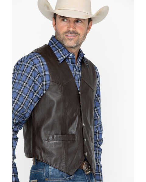 Image #2 - Scully Men's Lambskin Snap Front Vest, Brown, hi-res