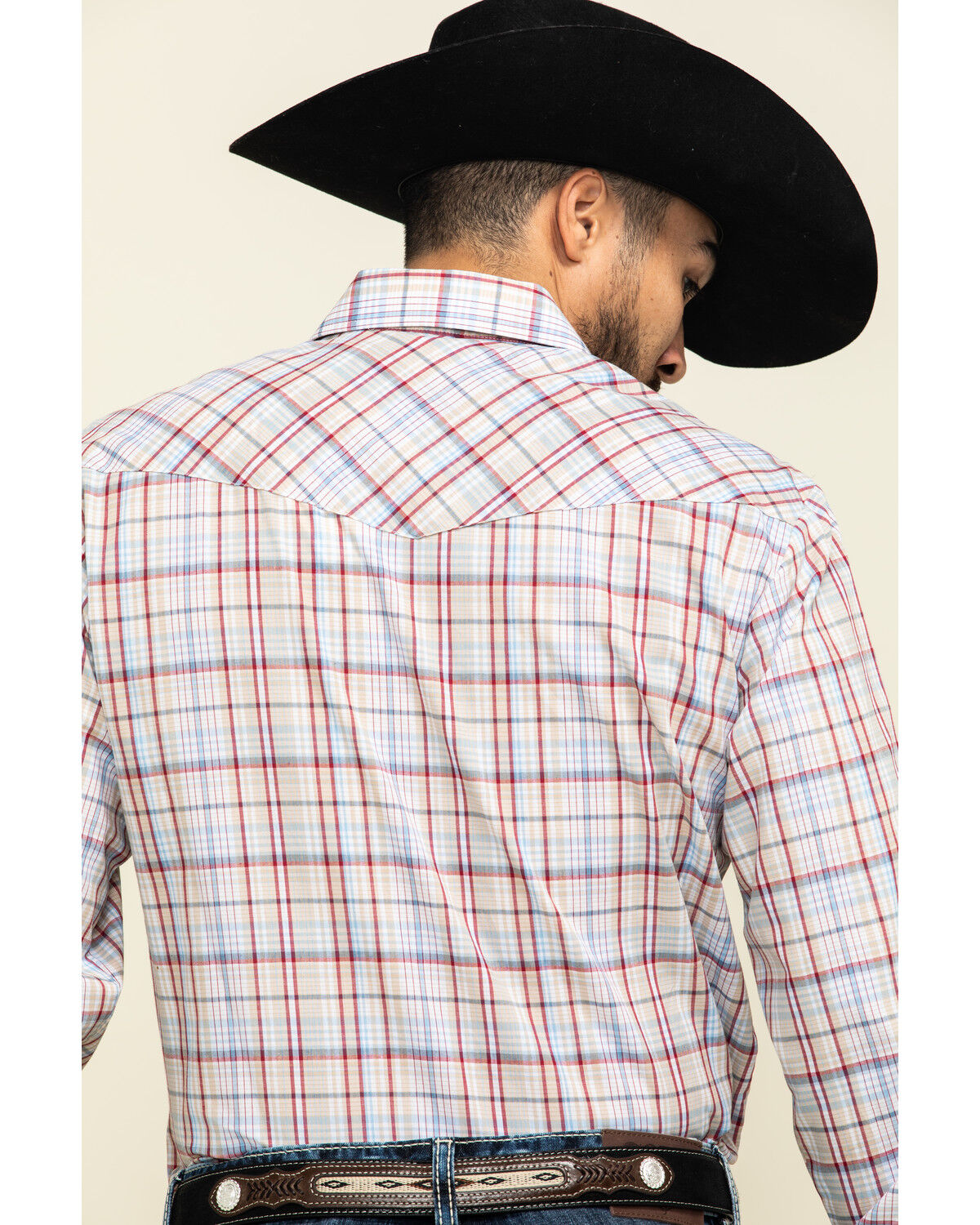 Image #5 - Roper Men's Classic Tan Plaid Long Sleeve Western Shirt, Tan, hi-res
