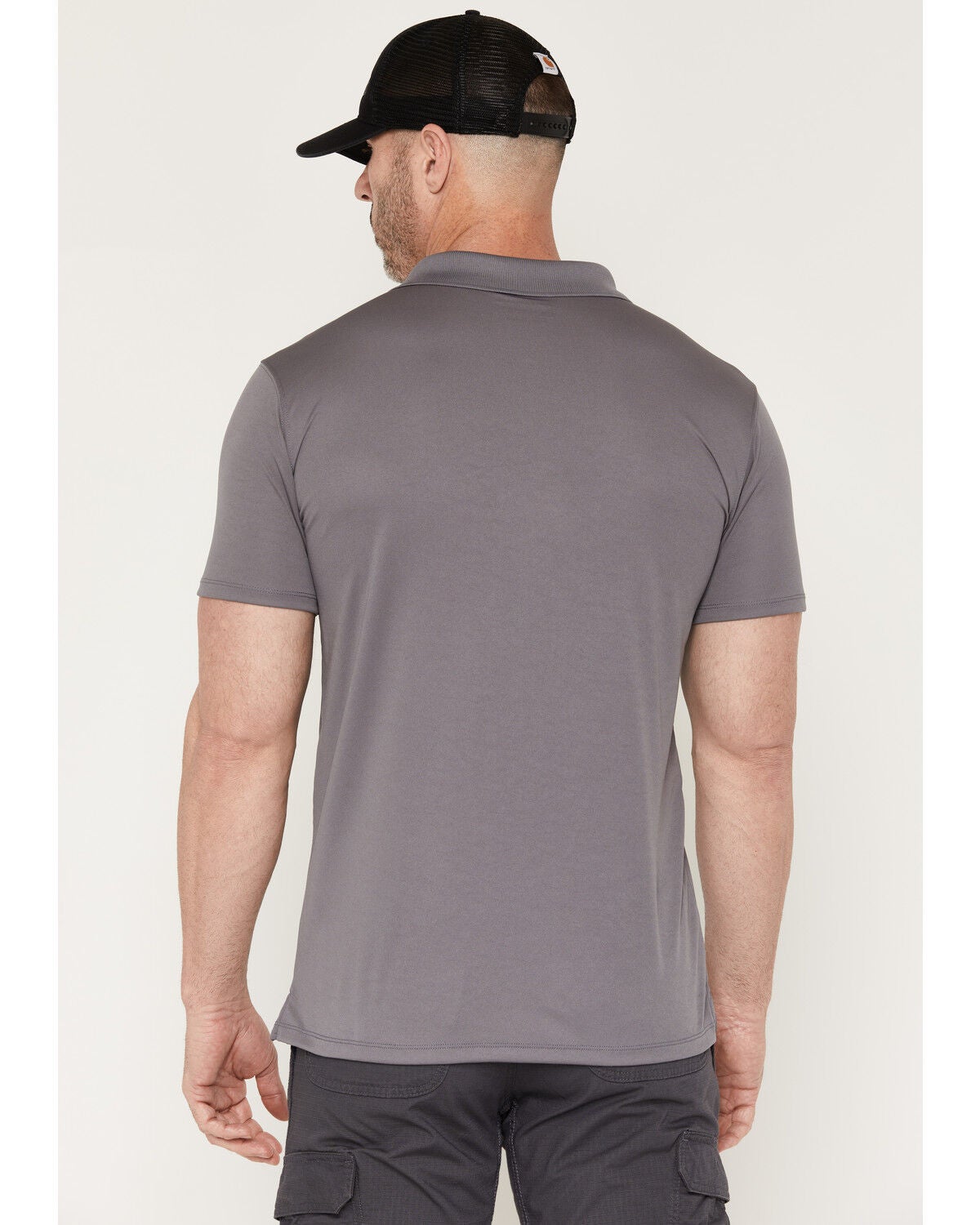Image #4 - Carhartt Men's Force Sun Defender&trade; Relaxed Logo Short Sleeve Polo Shirt, Steel, hi-res