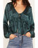 Image #3 - Wild Moss Women's Western Jacquard Front Tie Blouse, Blue, hi-res