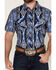 Image #3 - Rock & Roll Denim Men's Southwestern Print Short Sleeve Snap Stretch Western Shirt, Blue, hi-res