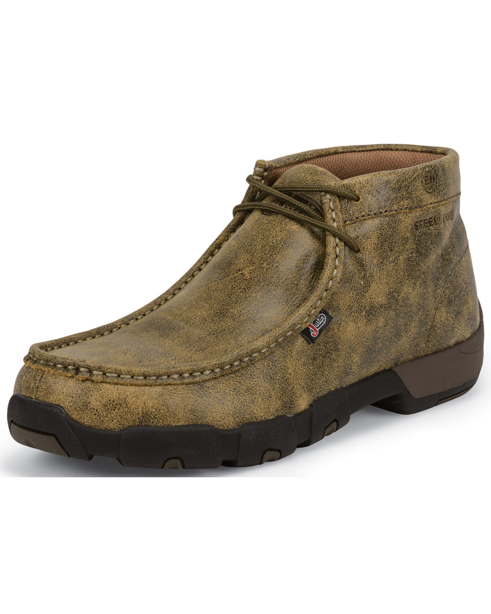 Image #2 - Justin Men's Cappie Electrical Hazard Driving Mocs - Steel Toe, Tan, hi-res