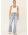 Rock & Roll Denim Women's Light Wash High Rise Flare Leg Jeans, Light Blue, hi-res