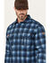Image #2 - Hawx Men's FR Plaid Print Long Sleeve Button-Down Western Work Shirt, Navy, hi-res