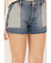 Image #2 - Cleo + Wolf Women's Helena Medium Wash Patch Pockets High Rise Denim Shorts, Medium Wash, hi-res