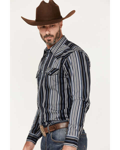Image #2 - Cody James Men's Hull Vintage Stripe Long Sleeve Pearl Snap Western Shirt , Blue, hi-res