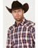 Image #3 - Roper Men's Amarillo Plaid Print Long Sleeve Pearl Snap Western Shirt, Blue, hi-res