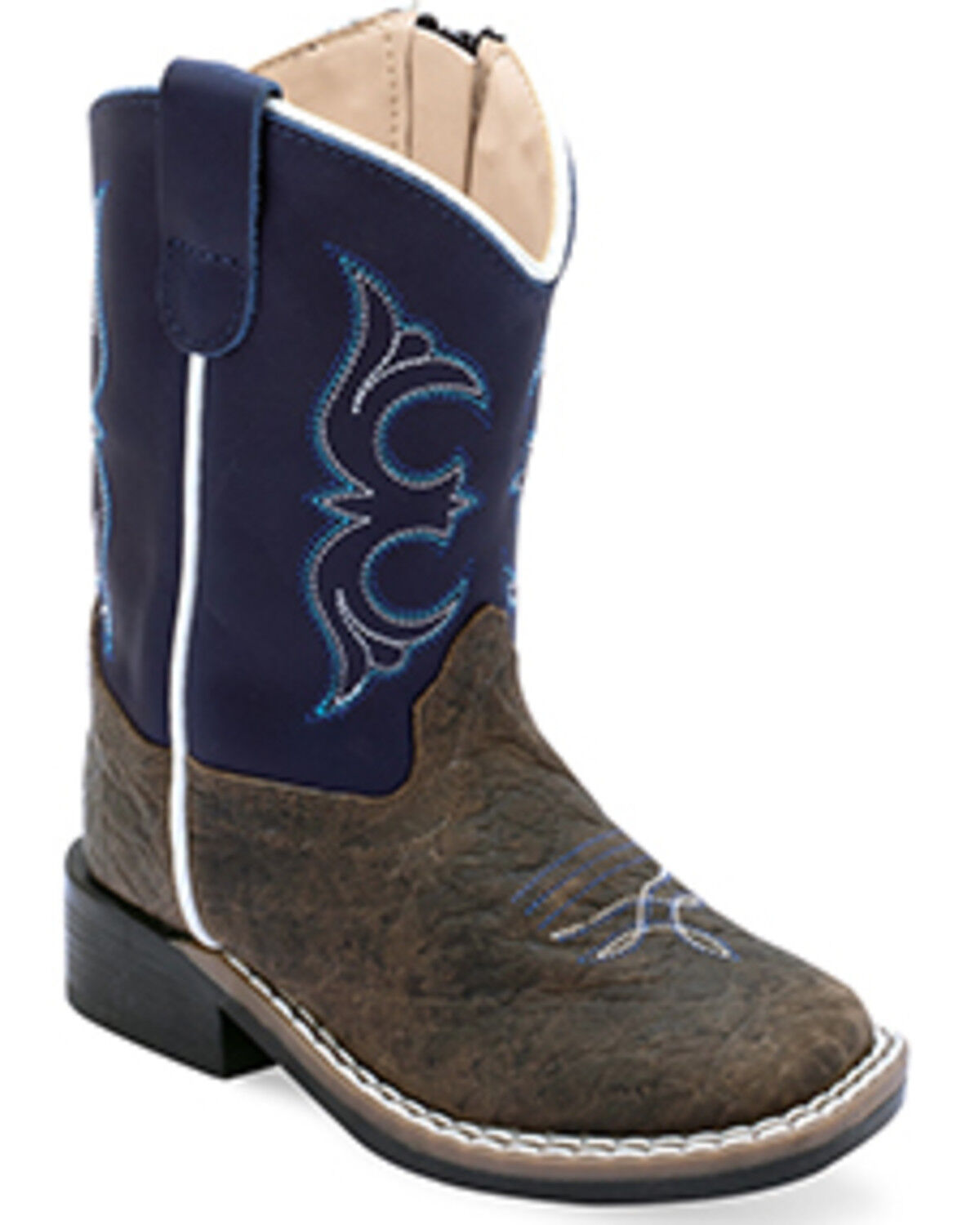 Image #1 - Old West Toddler Boys' Western Boots - Pointed Toe, Dark Blue, hi-res