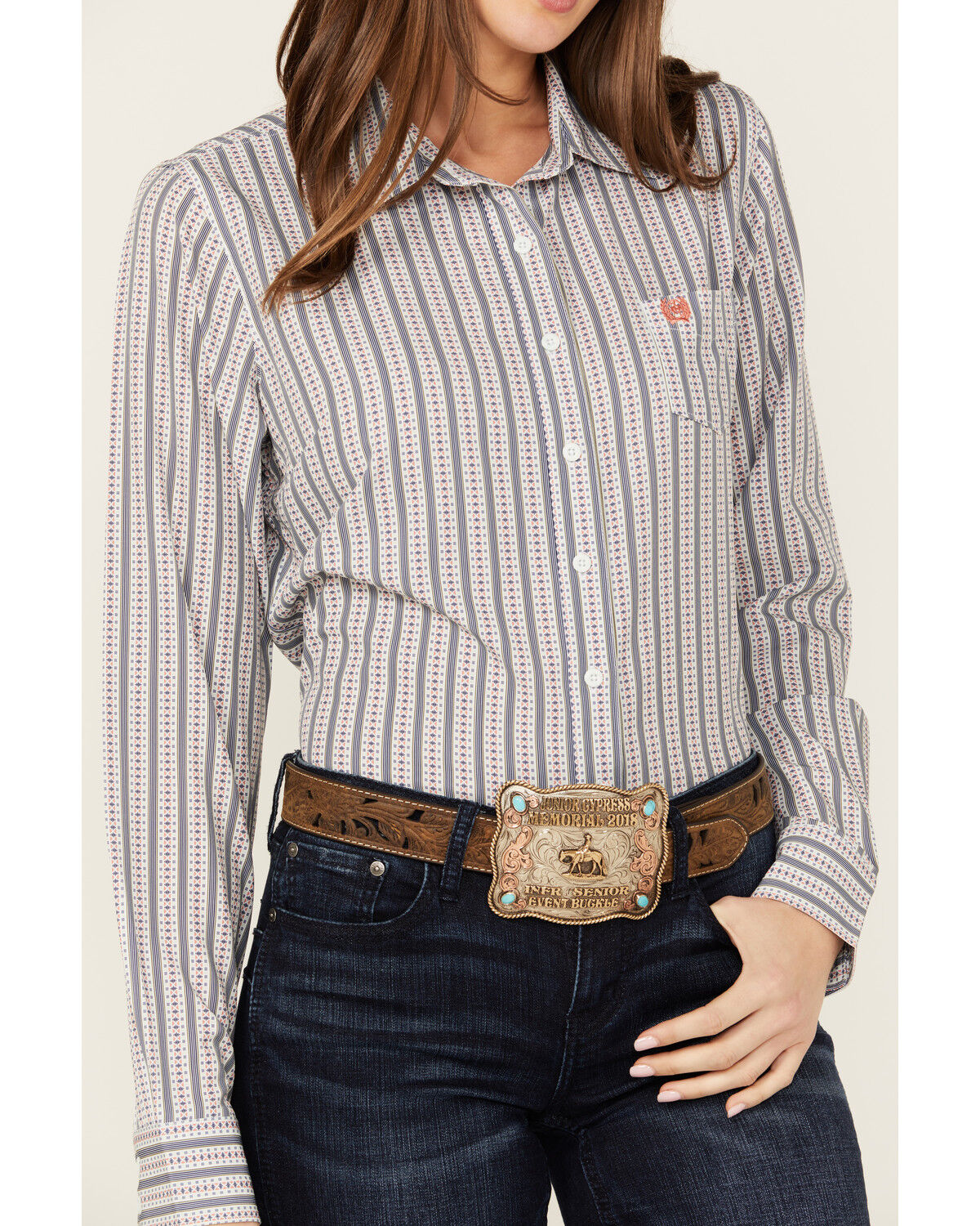 Image #3 - Cinch Women's ARENAFLEX® Striped Long Sleeve Button-Down Western Core Shirt, Multi, hi-res