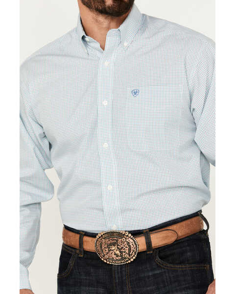 Image #3 - Ariat Men's Wrinkle Free Westley Plaid Print Button-Down Long Sleeve Western Shirt - Tall, White, hi-res
