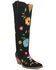 Image #1 - Dingo Women's Flower Power Suede Tall Western Boots - Snip Toe, Black, hi-res