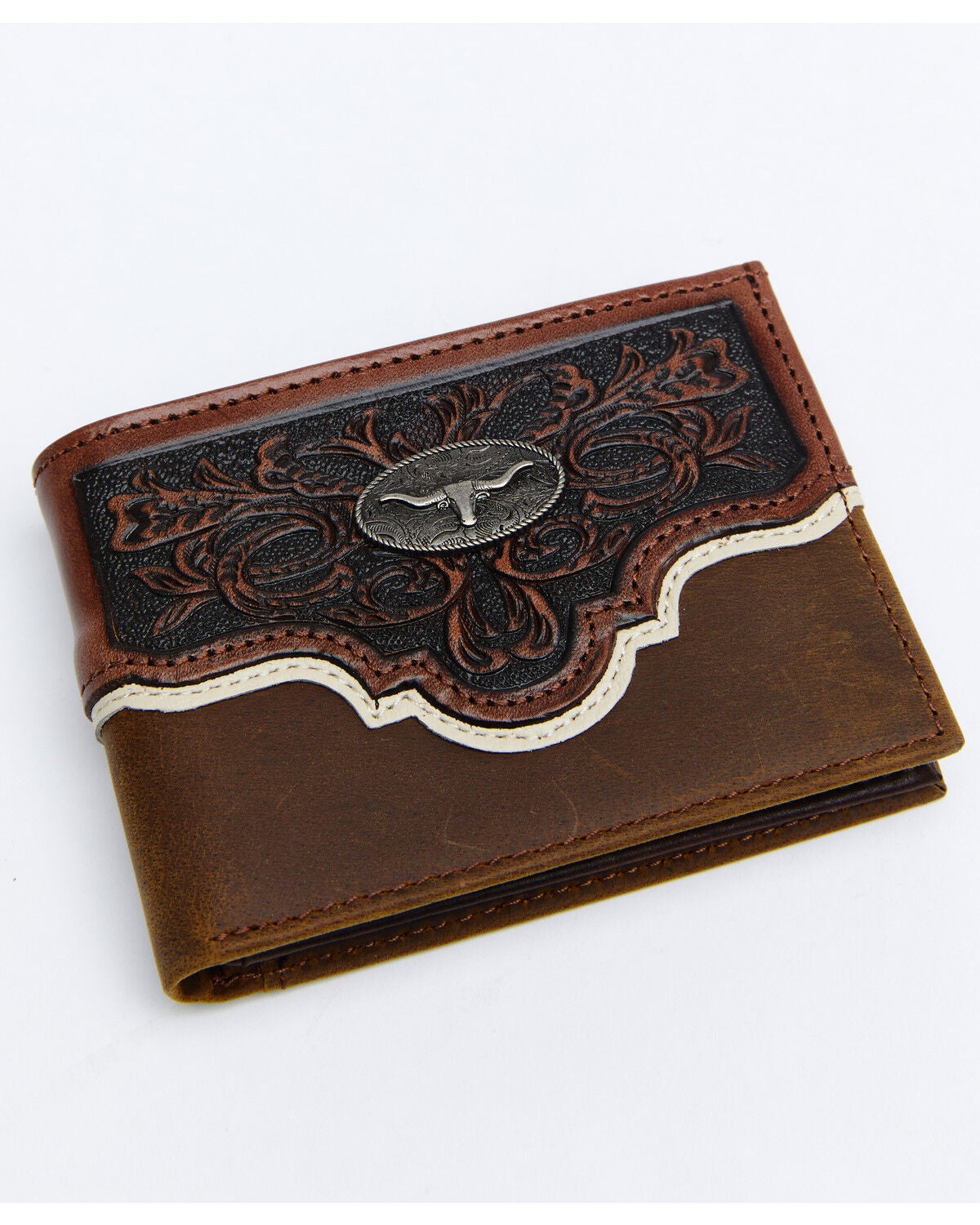 Cody James Men's Tooled Bifold Wallet, Brown, hi-res