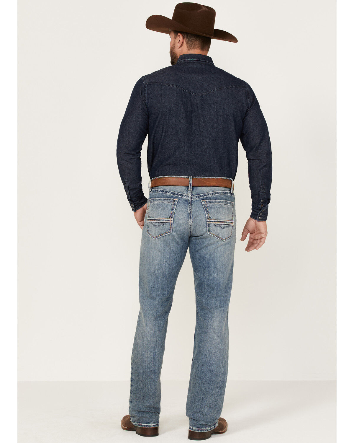 Image #3 - Cinch Men's Ian Medium Stonewash Performance Stretch Slim Bootcut Jeans, Indigo, hi-res