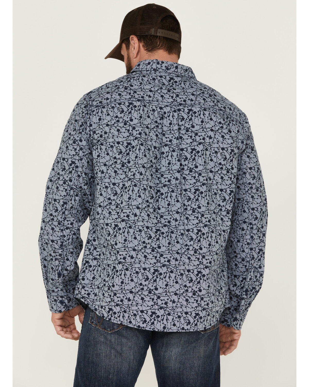 Image #4 - Brothers and Sons Men's All-Over Print Long Sleeve Button Down Western Shirt, Navy, hi-res
