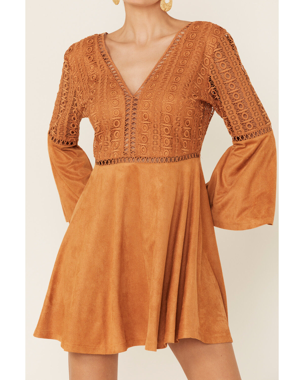 Image #2 - Beyond The Radar Women's Cut-Out Bell Sleeve Mini Dress, , hi-res