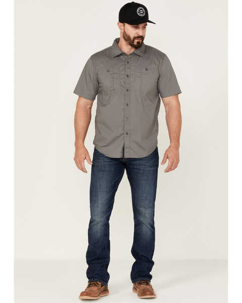 Brixton Men's Charter Solid Utility Button Down Western Shirt , Grey, hi-res