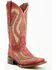 Image #1 - Circle G Women's Inlay Western Boots - Square Toe, Red, hi-res