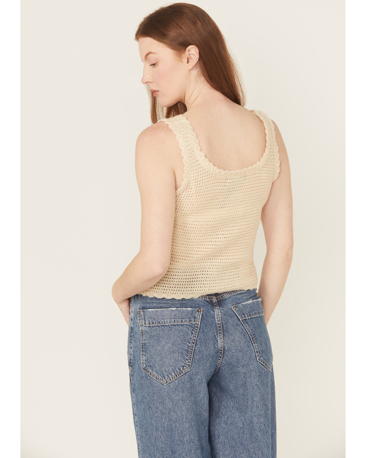 Image #4 - Rock & Roll Denim Women's Crochet Floral Tank, Natural, hi-res