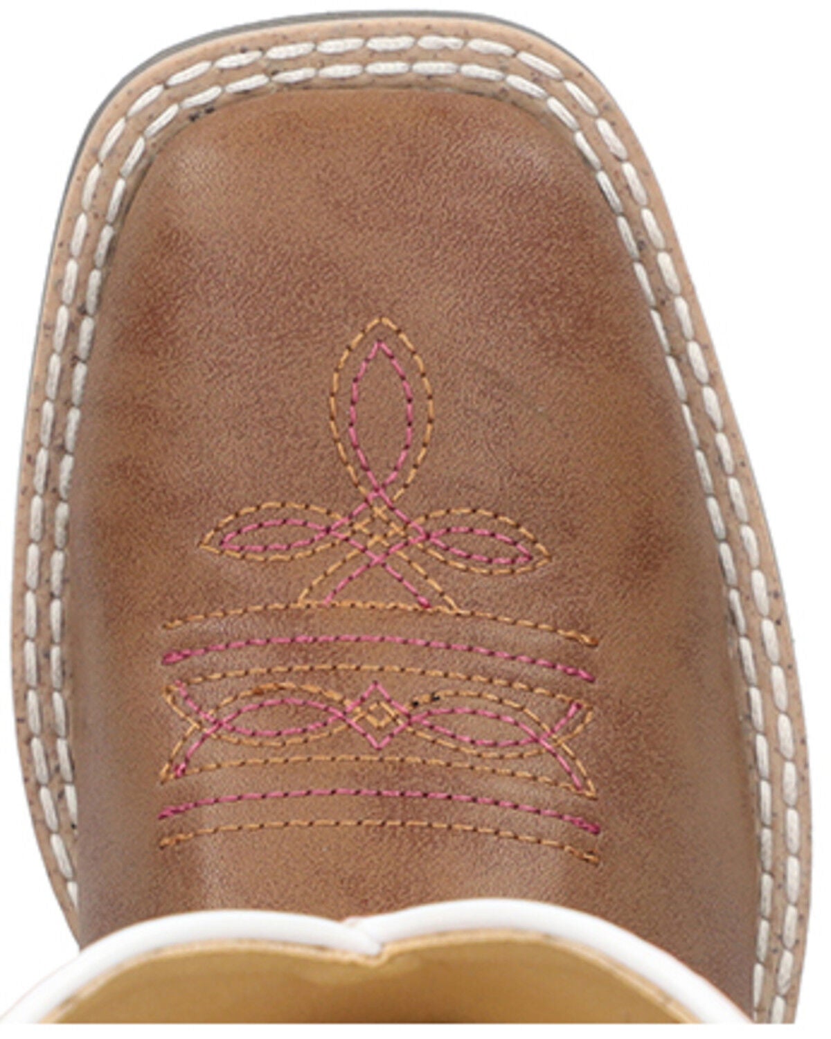Image #6 - Smoky Mountain Girls' El Paso Western Boots - Broad Square Toe, Brown/pink, hi-res