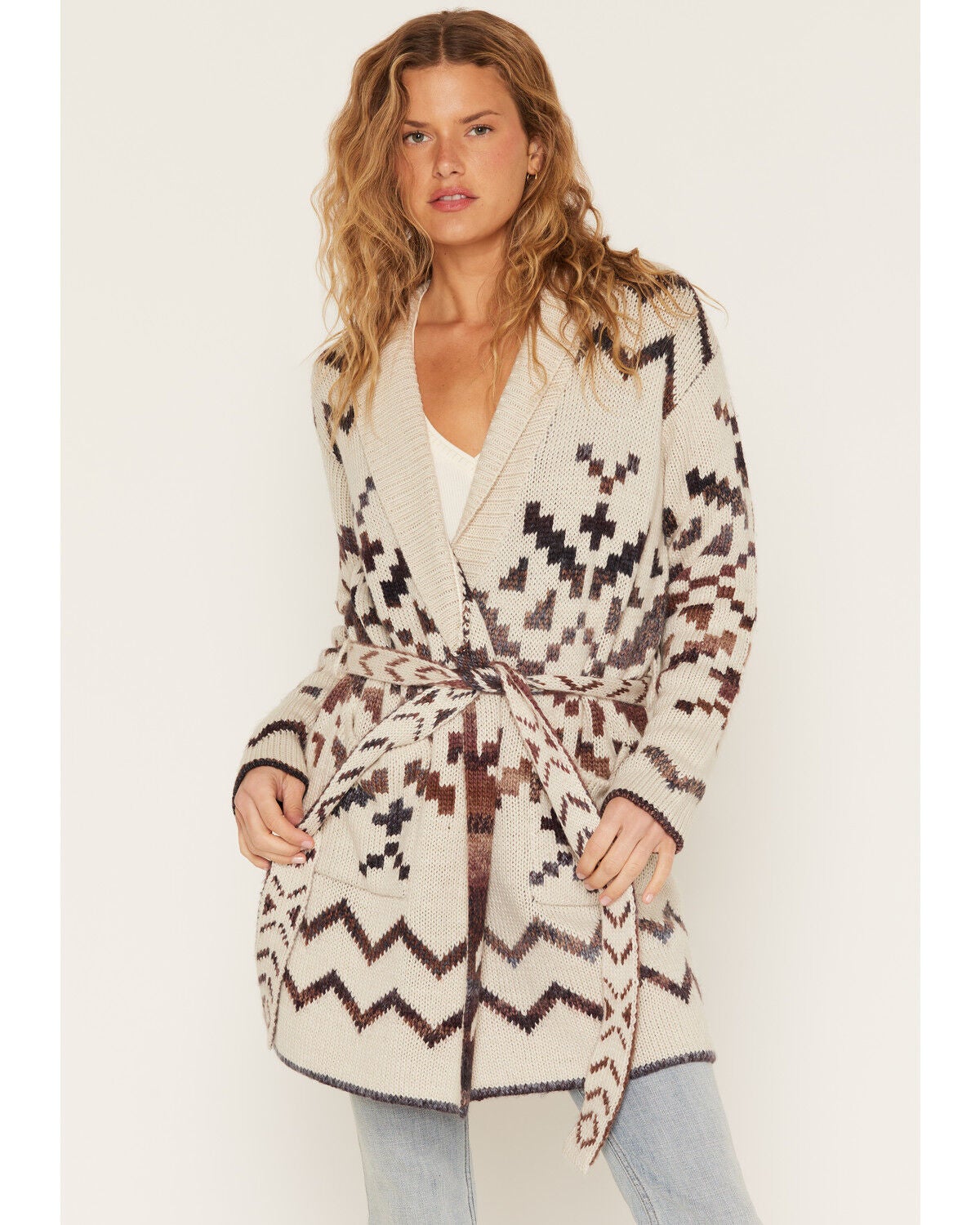 Image #1 - Idyllwind Women's Sugartree Southwestern Print Cardigan, Cream, hi-res