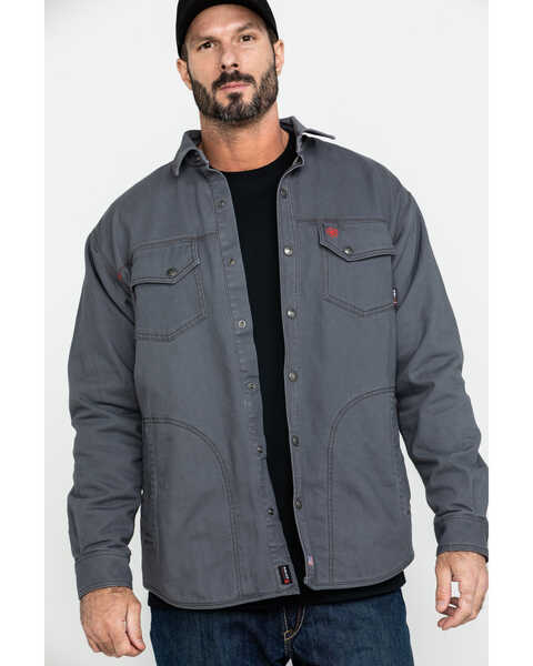 Ariat Men's FR Rig Shirt Work Jacket - Tall , Grey, hi-res