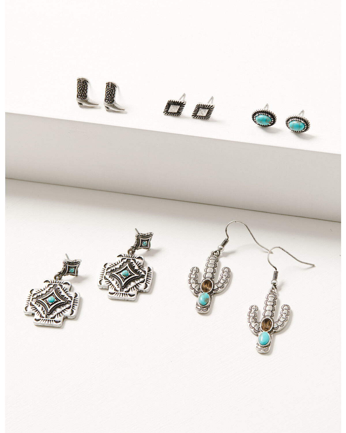 Image #1 - Shyanne Women's Rodeo Sunset Feather Earring Set - 5 Piece, Silver, hi-res