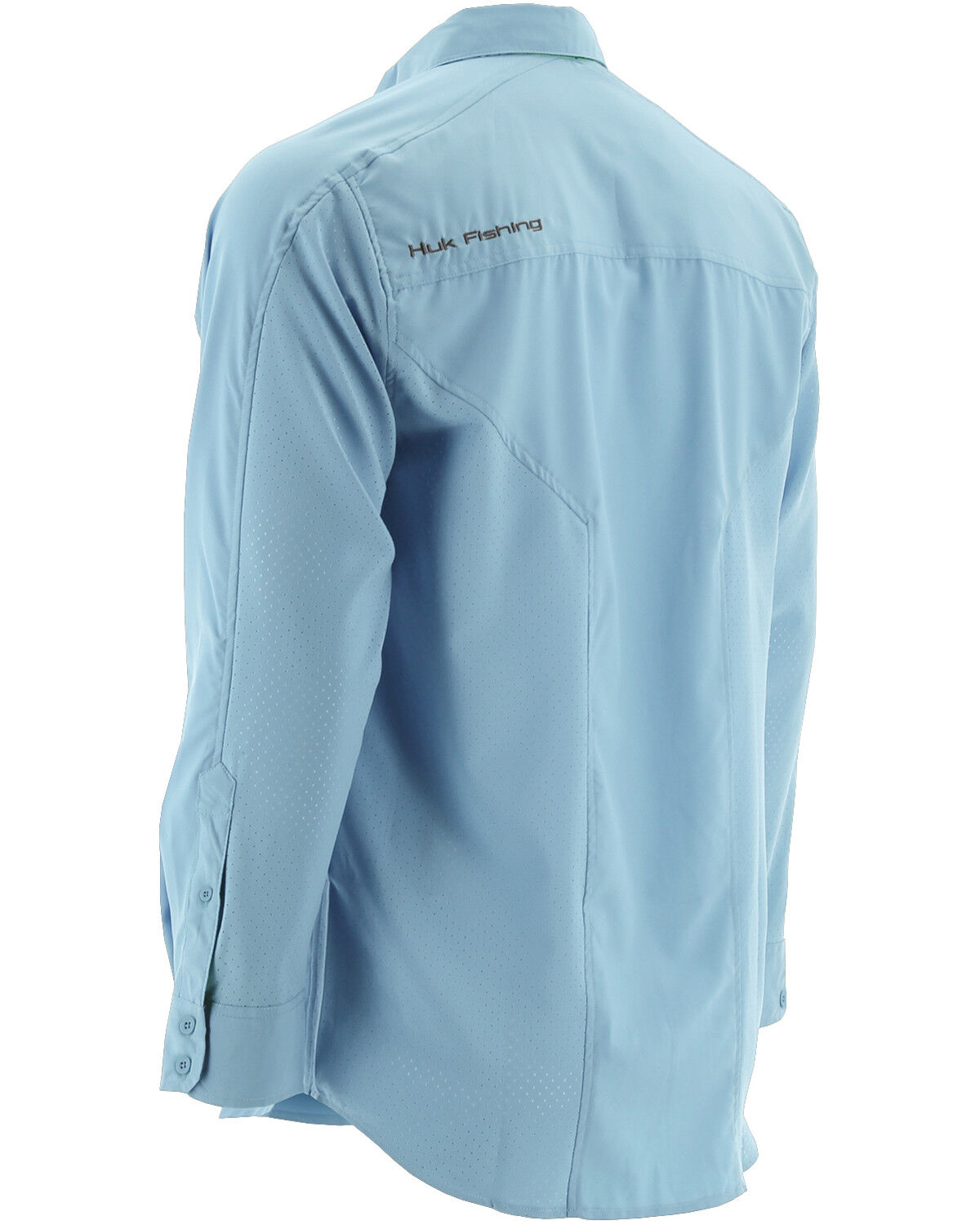 Image #2 - Huk Performance Fishing Men's Next Level Long Sleeve Button Down Woven Shirt, Light Blue, hi-res