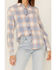 Image #3 - Flag & Anthem Women's Long Sleeve Plaid Pocket Button Shirt, Light Blue, hi-res