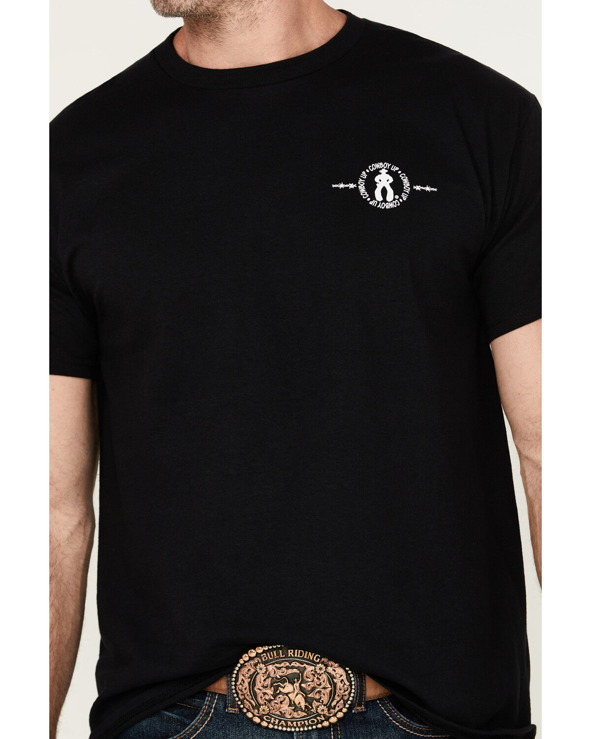 Image #4 - Cowboy Up Men's Step Aside Short Sleeve Graphic T-Shirt, Black, hi-res