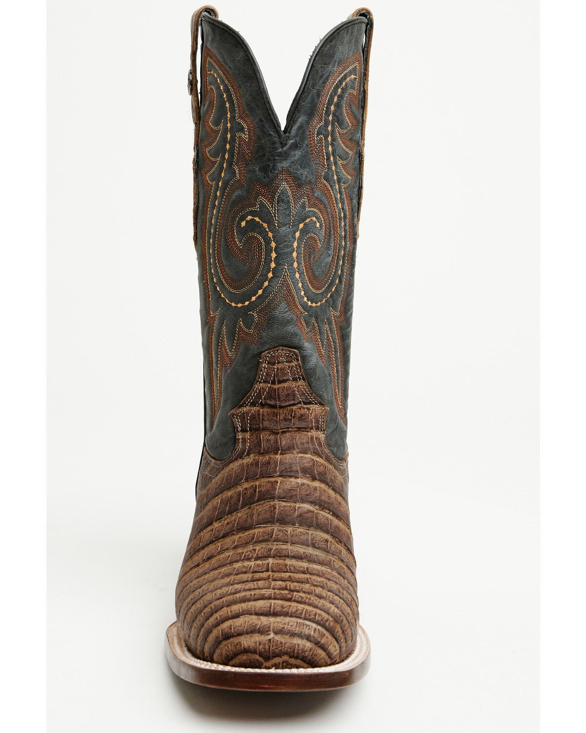 Image #4 - Tanner Mark Men's Exotic Caiman Print Western Boots - Broad Square Toe, Brown, hi-res
