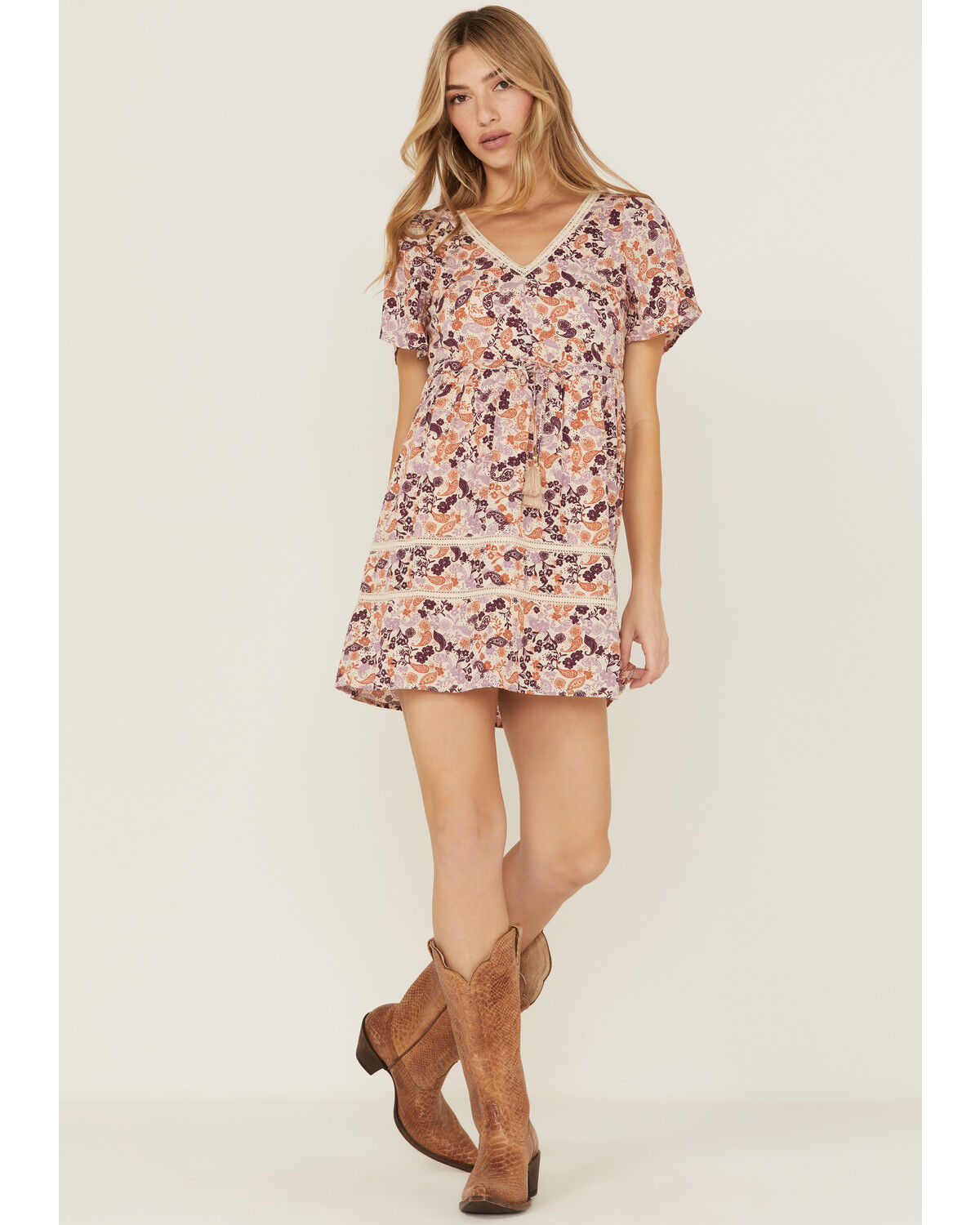 Image #3 - Idyllwind Women's Blossom Court Floral Mini Dress, Lavender, hi-res