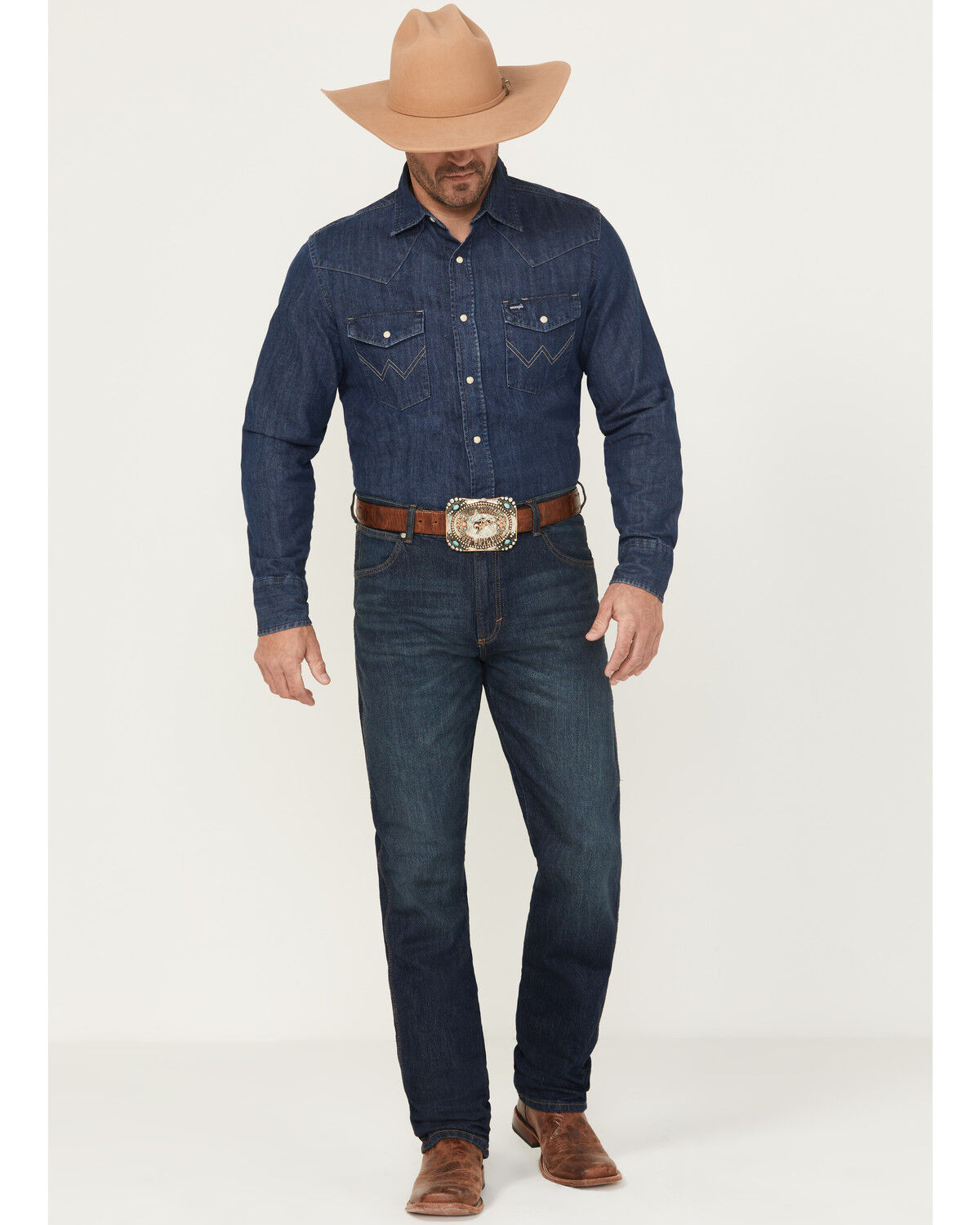 Image #1 - Wrangler Retro Men's 88MWZ Dark Wash Slim Fit Straight Stretch Denim Jeans, Dark Wash, hi-res
