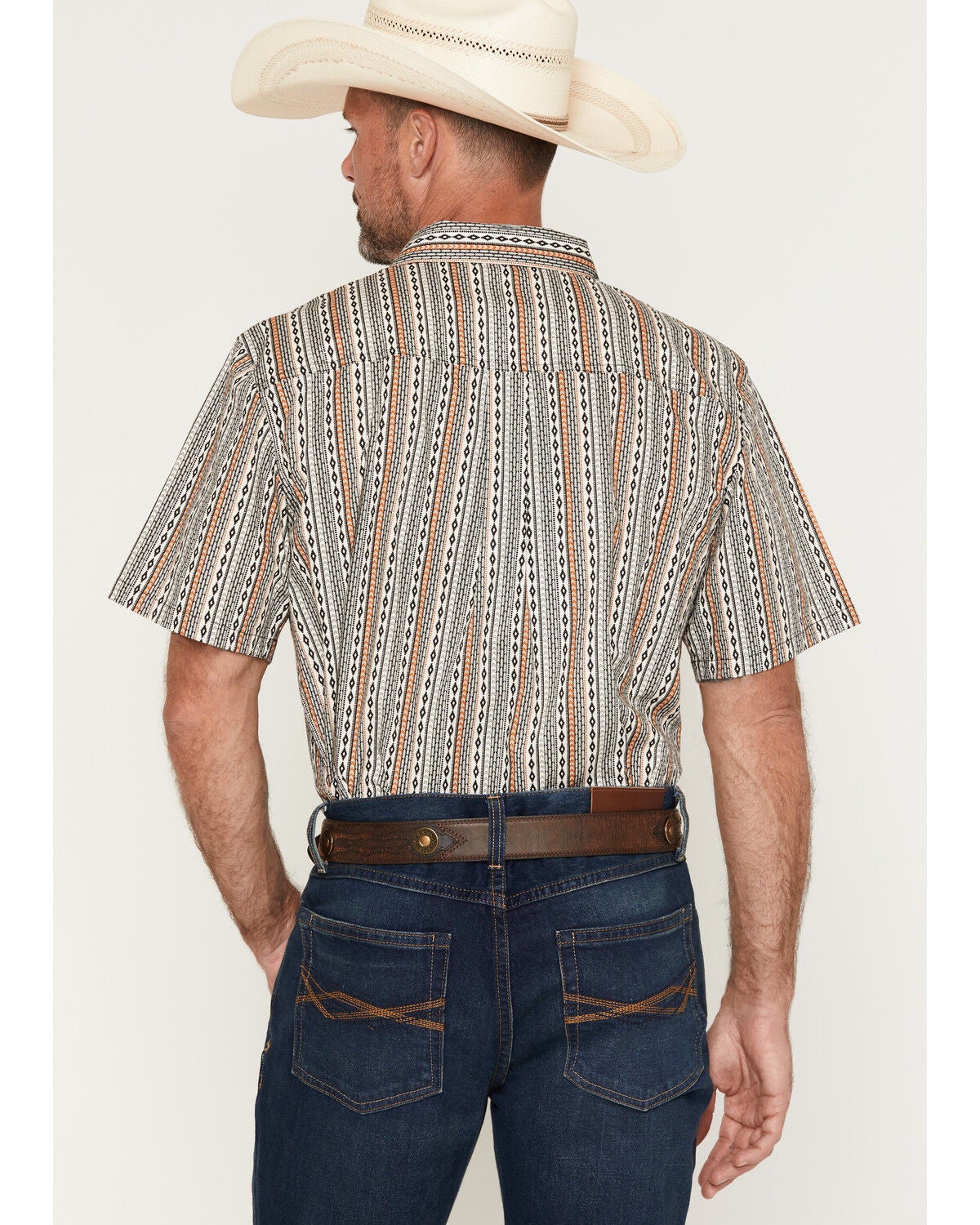 Image #4 - RANK 45&reg; Men's Dally Southwestern Striped Short Sleeve Button-Down Stretch Western Shirt, Black, hi-res