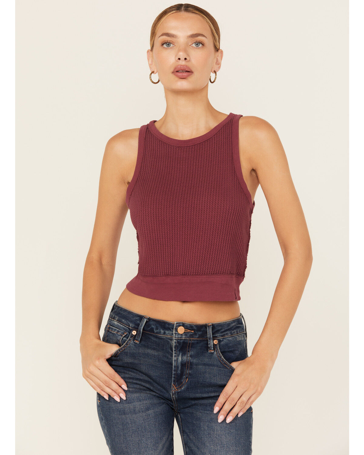 Image #1 - Free People Women's Vest Tank, Burgundy, hi-res