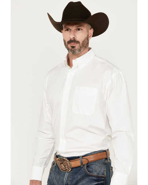 Image #2 - George Strait by Wrangler Men's Long Sleeve Button-Down Stretch Western Shirt - Tall , White, hi-res