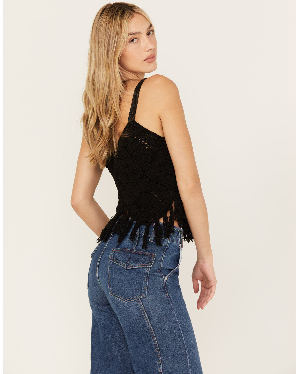 Image #4 - Shyanne Women's Crochet Fringe Tank, Black, hi-res