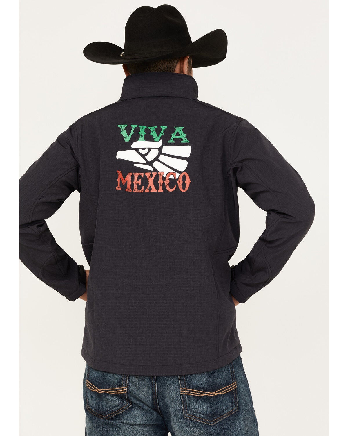 Cowboy Hardware Men's Viva Mexico Embroidered Zip-Front Softshell Jacket, Grey, hi-res