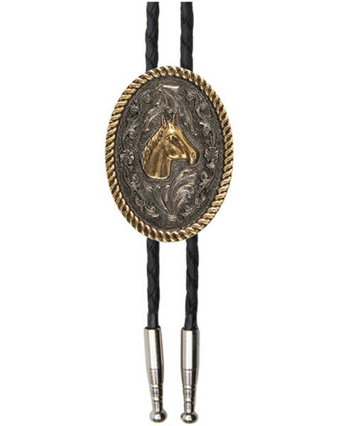 Cody James Men's Horse Head Medallion Bolo Tie, Silver, hi-res