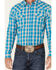 Image #3 - Cody James Men's Briar Patch Plaid Print Long Sleeve Pearl Snap Western Shirt , Teal, hi-res